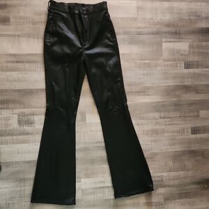 Express Black Faux Leather Pants with Flared Silhouette